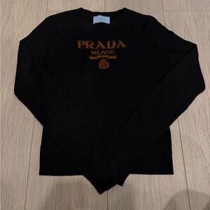 Prada Black and Gold Crewneck Sweater for Men